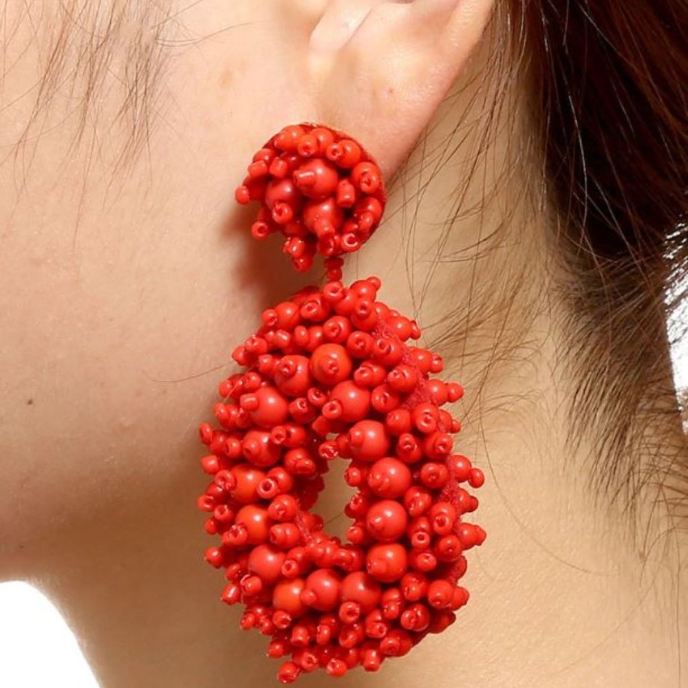 Amrita Singh Leona Drop Earrings - Coral - pierced - NWT as7 - Picture 2 of 2